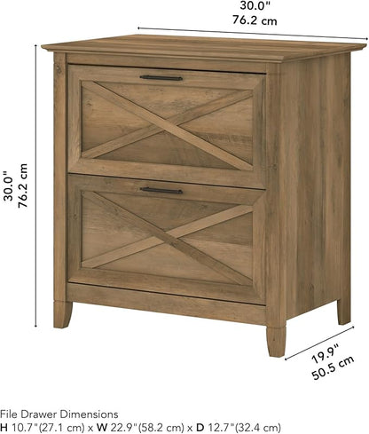 Bush Furniture Key West 2 Drawer Lateral File Cabinet in Reclaimed Pine, Document Storage for Home Office, Accent Chest with Drawers