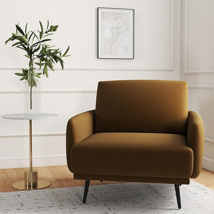 Oversized Accent Chair for Living Room Chairs Reading Arm Chair Comfy Modern Single Sofa Side Chairs with Metal Legs & Soft Cushion for Bedroom, Waiting Room (Velvet Brownish, Set of 1)