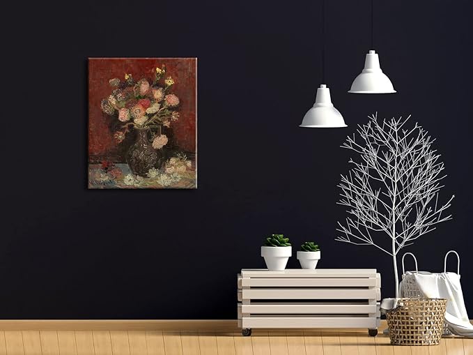 Wieco Art Vase with Chinese Asters and Gladioli Large Canvas Prints Wall Art by Van Gogh Famous Oil Paintings Reproduction Modern Abstract HD Flowers Artwork Pictures for Living Room Home