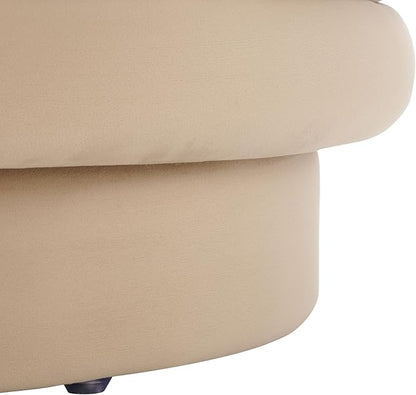 SAFAVIEH Home Collection Rohan Tan Velvet Layered Stacked Cocktail Ottoman (Fully Assembled)