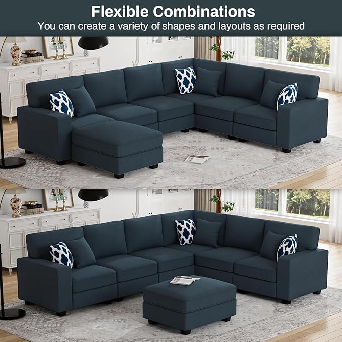 Legend Vansen Modular Sectional Sofa U Shaped Couch with Ottoman Modern Reversible Corner Sectional Couch for Living Room (Charcoal, U Shaped Sofa-2)