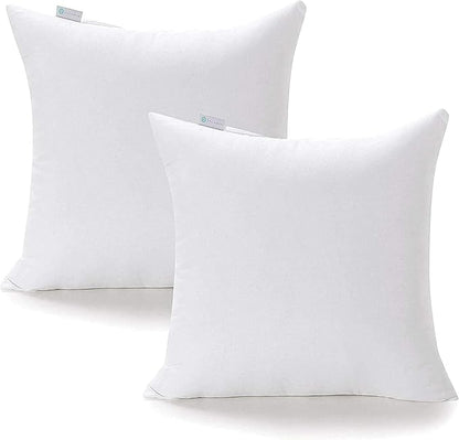 Acanva 22x22 Throw Pillow Inserts Set of 2, Premium Polyester Fiber Fill Square Sham Stuffer Cushion for Sofa, Bed, Couch and Chair, Machine Washable, 22x22 Inch(for 20x20 Cover), White 2 Count