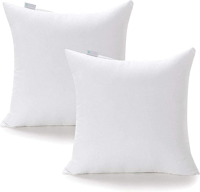 Acanva 28x28 Throw Pillow Inserts Set of 2, Premium Polyester Fiber Fill Square Sham Stuffer Cushion for Sofa, Bed, Couch and Chair, Machine Washable, White