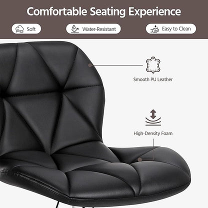 Yaheetech Bar Stools Set of 4, Adjustable PU Leather Swivel Barstools, Modern Counter Stools with Back and Footrest, Counter Height Barstools for Bar, Kitchen, Dining Room, Black