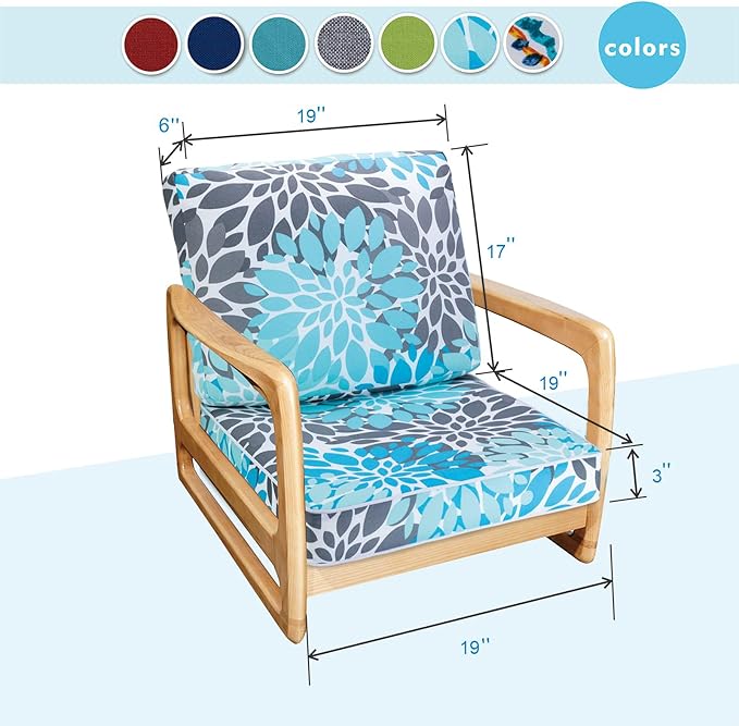 JMGBird Outdoor Chair Cushion Tufted Pillow, Outdoor Seat Cushion Set 19"x19" Outdoor Cushions for Patio Furniture
