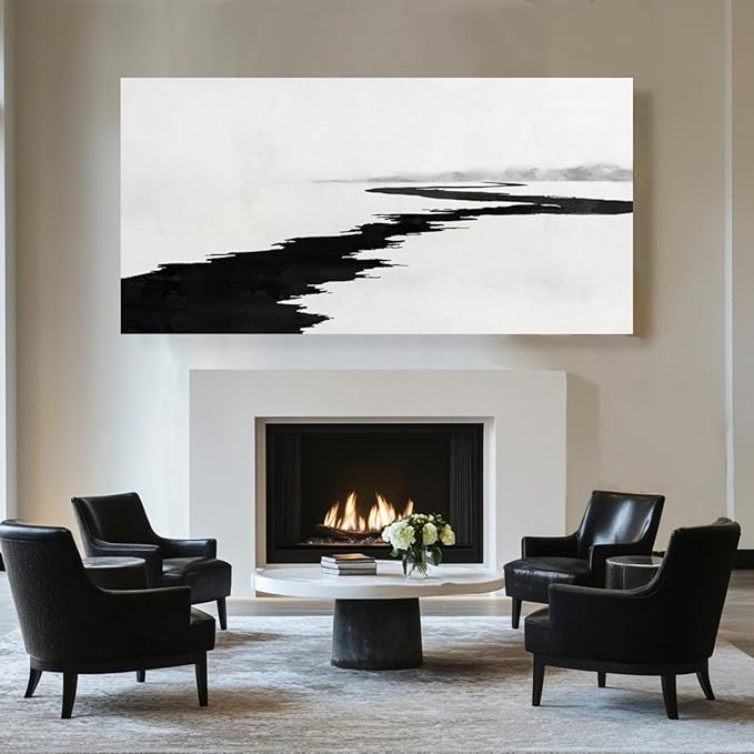 SDYA Simple Decorative Pictures Modern Home Decor 58x29 Abstract Wall Art for Living Room Kitchen Artwork Black Photo Prints