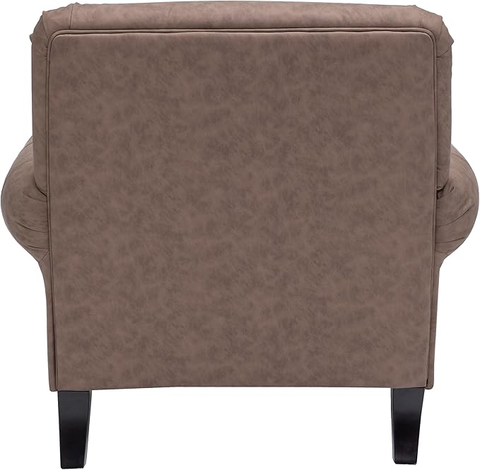 Accent Chair,22.4" Seat Depth Armchair with Roll Arms,36.6W*34.3D*34.6H Living Room Chair,Wood Legs,Set of 2,Faux Leather in Taupe
