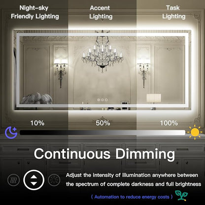 ISKM 40'' x 30'' LED Mirror for Bathroom Lighted Vanity Mirror for Wall Front Lights + Backlit LED Bathroom Mirror Anti-Fog Tempered Glass ETL Listed