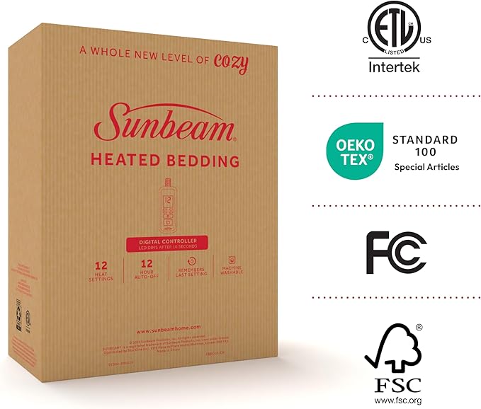 Sunbeam Restful Quilted Water Resistant Heated Mattress Pad - Twin