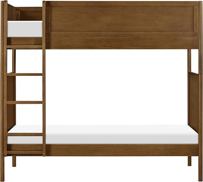 Babyletto Bondi Bunk Bed Twin Over Twin - GREENGUARD Gold Certified Heavy Duty Wood Bunkbeds w/Adjustable Ladder - Convertible to 2 Individual Beds for Kids - Trundle Sold Separately - Natural Walnut