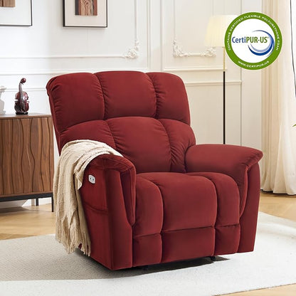 MCombo Large-Wide Dual Motor Power Lift Recliner Chair, Massage and Dual Heating for Elderly People, Infinite Position, Fabric R7166 (Burgundy)