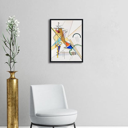 Wieco Art Framed Canvas Wall Art Gewebe 1923 by Wassily Kandinsky Classic Famous Abstract Paintings Reproductions Canvas Wall Art for Home Decoration