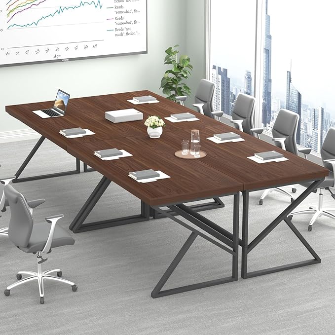 HSH Walnut Computer Desk, Industrial Modern Metal Wood Desk Workstation, Rustic Executive PC Laptop Work Desk Table for Home Office, Simple 55 Inch Writing Study Gaming Desk in Bedroom Living Room