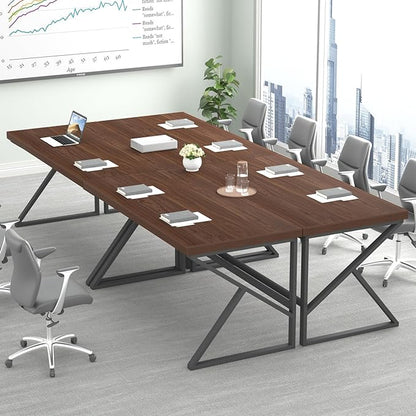 HSH Walnut Computer Desk, Industrial Modern Metal Wood Desk Workstation, Rustic Executive PC Laptop Work Desk Table for Home Office, Simple 55 Inch Writing Study Gaming Desk in Bedroom Living Room
