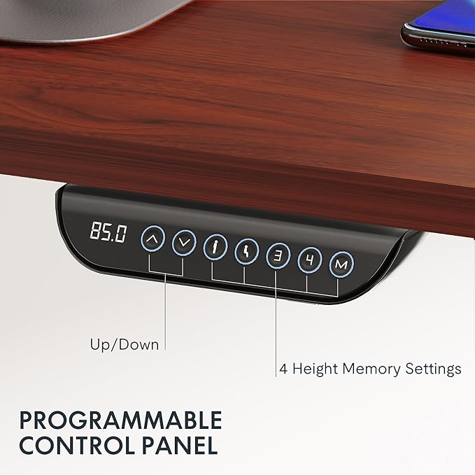 FLEXISPOT E6 MAX Dual Motor 55x28 Inch 3-Stage Heavy Duty Standing Desk, 330lbs Weight Capacity, Height Adjustable Desk w/Cable Management & Wheels (Seamless Mahogany Desktop + Black Frame)