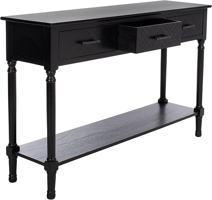 SAFAVIEH Home Collection Peyton Black 3-Drawer Lower Shelf Console Table CNS5705B