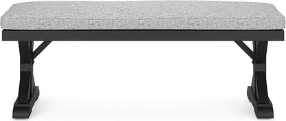 Signature Design by Ashley Beachcroft Casual Nuvella Weather Resistant Fabric Outdoor Bench with Cushion, Light Gray & Black