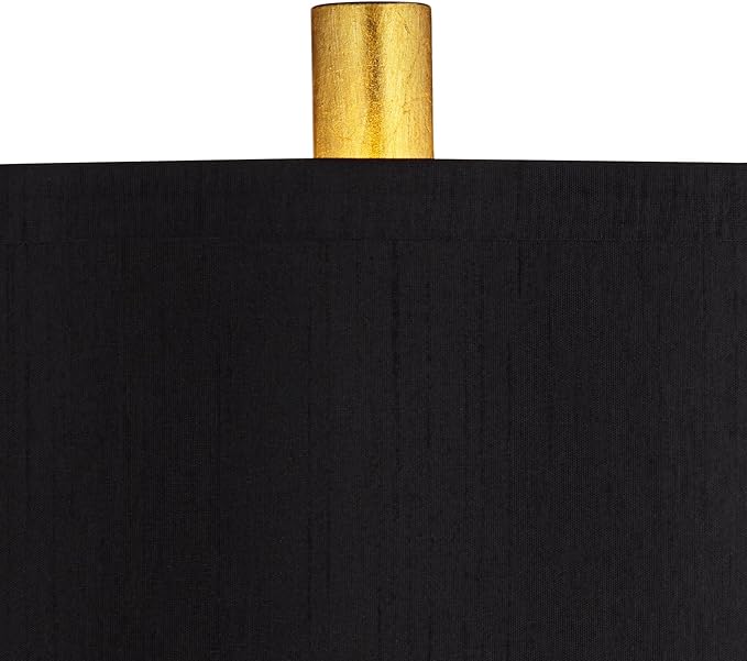 Possini Euro Design Minerva 32" Tall Modern Glam Luxe End Table Lamps Set of 2 Sculptural Gold Leaf Black Shade Living Room Bedroom Bedside Nightstand Office Home Reading Kitchen Entryway Console