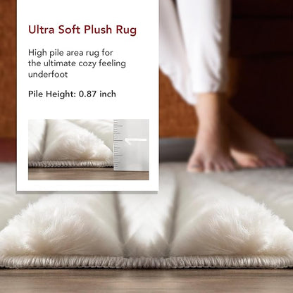 nuLOOM 3'9" x 6' Cozy Plush Area Rug, Machine Washable, Non-Slip, Soft Fluffy Shag Carpet for Living Room Bedroom Kids Room Nursery Home Decor, Kai White