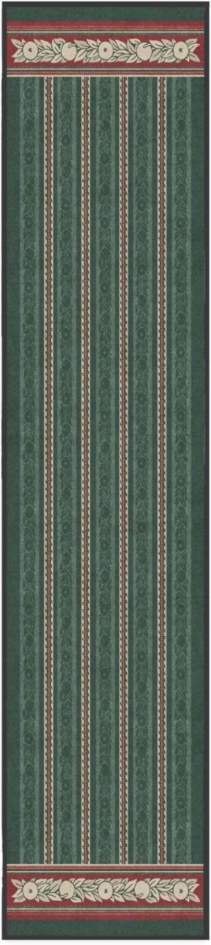 RUGGABLE x Morris & Co Machine Washable Christmas Runner Rug – Fruit Stripe Spruce Green 2.5x12, Stain-Resistant, Non-Slip –Washable Rug for Hallway, Entryway, Living Room & Kitchen–with Standard Pad
