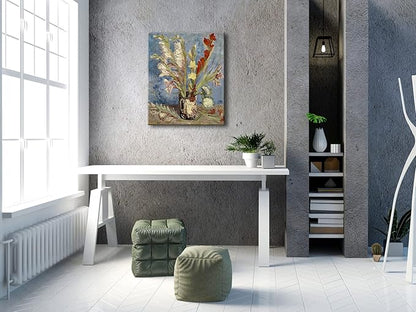 Wieco Art Vase with Gladioli and China Asters Large Modern Floral Giclee Canvas Prints Wall Art by Van Gogh Famous Artwork Oil Paintings Reproduction Abstract Flowers Pictures for Office Decor