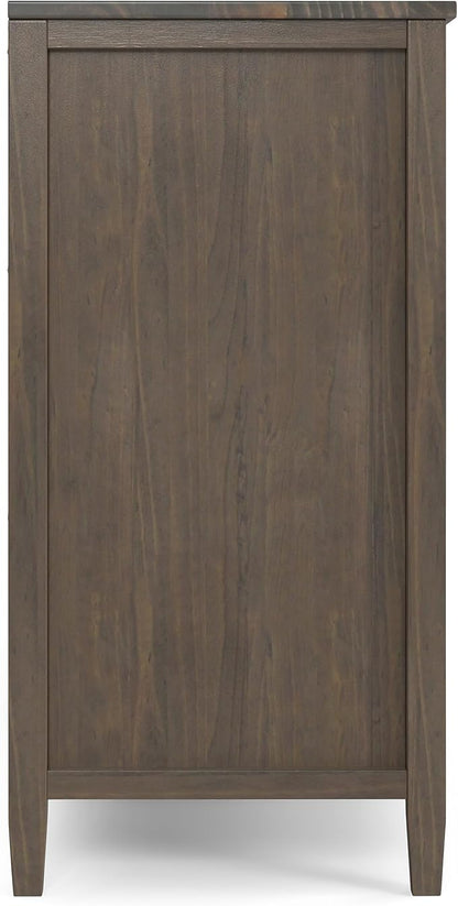 SIMPLIHOME Ela Solid Wood and Pine 54 inch x 18 inch Rectangle Transitional Sideboard with Wine Storage in Smoky Brown for The Dining Room and Kitchen