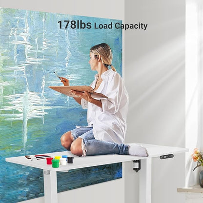 farexon 48 x 24 inch Standing Desk Electric Adjustable Height with Charging Station,USB Outlets, Stand up Desk with Ergonomic Workstation, 18mm Tabletop(White)