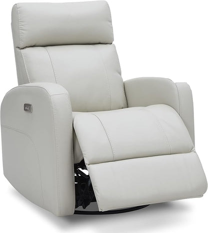 CHITA Genuine Leather Power Swivel Glider Recliner Chair for Adults, FSC Certified Electric Nursery Rocker Recliner Chair for Living Room, Light Grey
