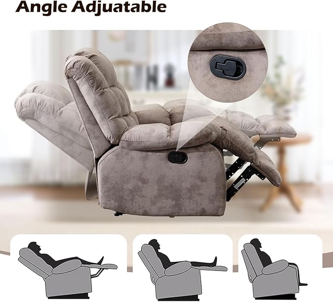 EBELLO Manual Loveseat Recliner for Living Room, Extra Wide Modern Overstuffed 2 Seat Reclining Couch Sofa, Breathable Fabric and Padded Cushion, Light Brown