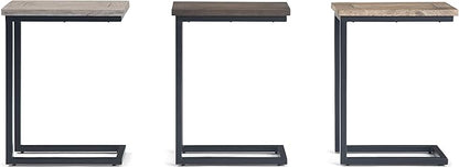 SIMPLIHOME Skyler 18-inch Wide Solid Mango/Metal Industrial C-Shaped End Table in Walnut Brown/Black for Living Room, Office, or Bedroom, Assembled