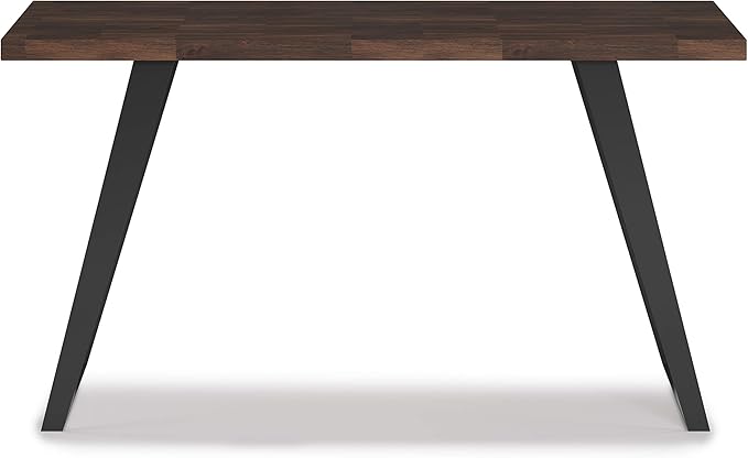 SIMPLIHOME Lowry SOLID WOOD and Metal Modern Industrial 54 inch Wide Home Office Desk, Writing Table, Workstation, Study Table Furniture in Distressed Charcoal Brown