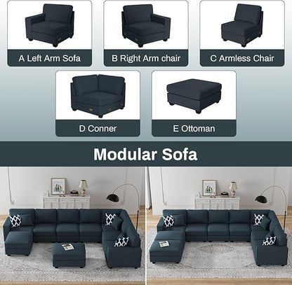 Legend Vansen Modular Sectional Sofa U Shaped Couch with Ottoman Modern Reversible Corner Sectional Couch for Living Room (Charcoal, U Shaped Sofa-5)