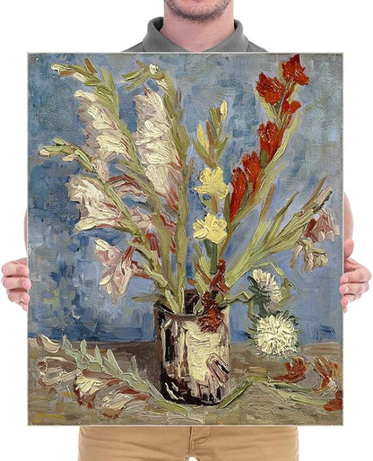 Wieco Art Vase with Gladioli and China Asters Large Modern Floral Giclee Canvas Prints Wall Art by Van Gogh Famous Artwork Oil Paintings Reproduction Abstract Flowers Pictures for Office Decor