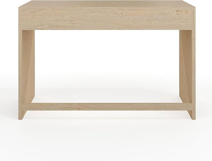 Martha Stewart Kayden Home Office Modular Desk with 2 Drawers in Light Natural with Brushed Gold Hardware