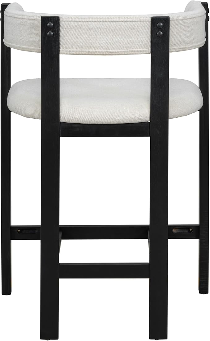 Christopher Knight Home Set of 2 Rylan Modern U-shape Fabric Upholstered Dining Room Counter Height Barstools,Kitchen Island Rubberwood Counter Stool,Armchair with Footrest+Curved Backrest,Beige+Black