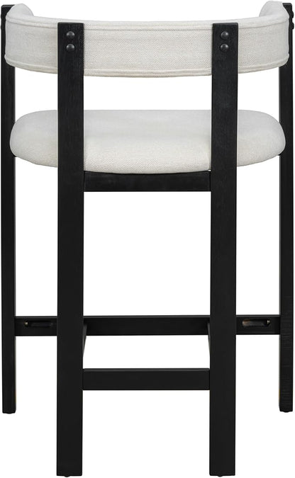 Christopher Knight Home Set of 2 Rylan Modern U-shape Fabric Upholstered Dining Room Counter Height Barstools,Kitchen Island Rubberwood Counter Stool,Armchair with Footrest+Curved Backrest,Beige+Black