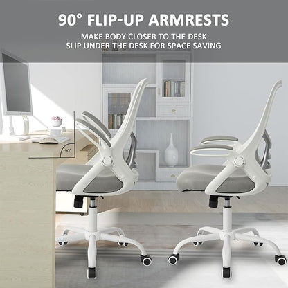 HYLONE Office Chair Ergonomic Desk Chair with Adjustable Armrests, Mesh Executive Chair, Home Office Computer Chairs for Long Hours(Grey)