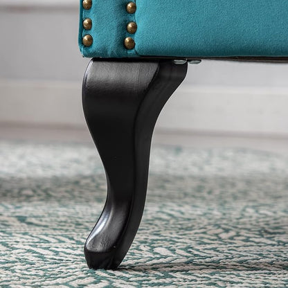 Accent Reading Arm Chairs for Living Room Bedroom, Midcentury Modern Comfy Corner Sofa Chair, Wingback Waiting Room Club Chair with Button Tufted Back &Lumbar Pillow, Velvet Teal