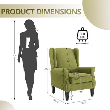 Accent Chair for Living Room Set of 2, High Back Reading Armchairs with Removable Seat Cushion, Mid-Century Single Couch in Fabric, Modern Ergonomic Wingback Chair for Bedroom,Club, Balcony