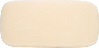 SAFAVIEH Home Collection Whitley Cream Faux Shearling/Brown Rectangular Ottoman with Solid Wood Legs