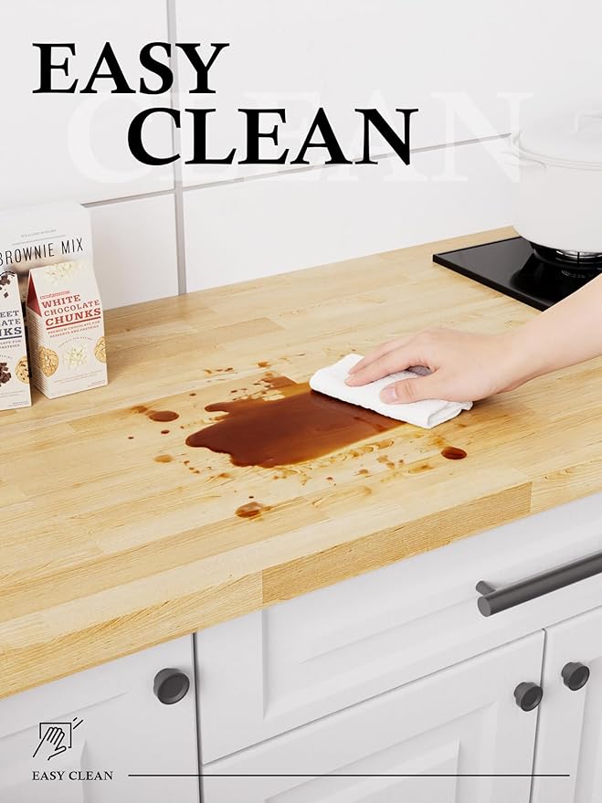6FT Butcher Block Countertop Birch Solid Wood - 72" x 39" Kitchen Island Table Top Butcher Block Cutting Board for Living Dining Table Office Desk Workbench Washer Dryer Countertop Unfinished 1.5" Th