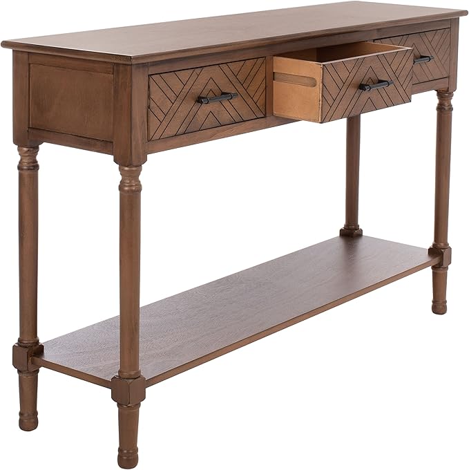 SAFAVIEH Home Collection Peyton Brown 3-Drawer Lower Shelf Console Table CNS5705C