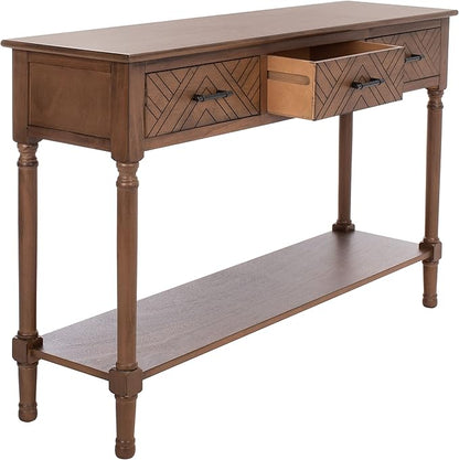 SAFAVIEH Home Collection Peyton Brown 3-Drawer Lower Shelf Console Table CNS5705C