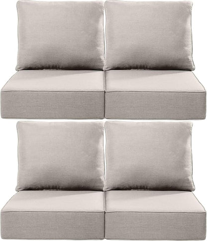 Luxury 22x24/22x25 6-Inch Outdoor Chair Cushions Set of 4 - Heavy Duty Water-Resistant Comfortable Cushion for Patio Furniture Set Dining Gliding Rocking Chairs Loveseat L-Shape Sofa - Beige
