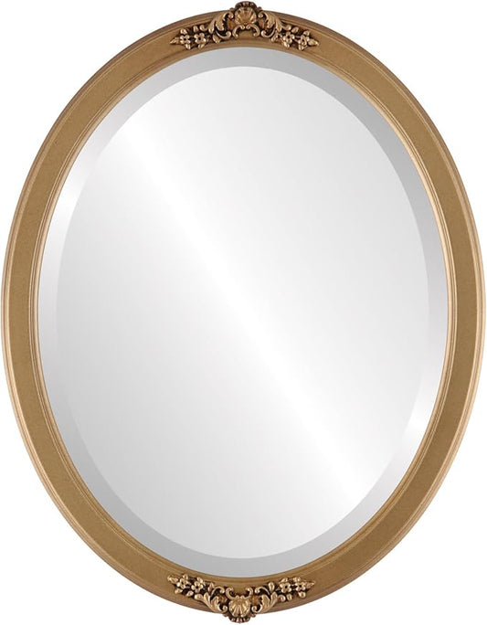 OVALCREST Oval Beveled Wall Mirror for Home Decor - Athena Style - Desert Gold - 26" x 22" Outside Dimensions