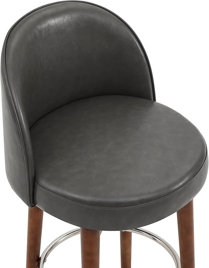 CHITA Counter Height Bar Stools Set of 2,Swivel Barstools for Kitchen Island,26.4" H Seat Height,Faux Leather,Retro Grey