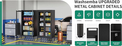 73" Metal Storage Cabinet, 5 Tiers Adjustable shelfs Tool Storage File Garage, Assembly Needs, Warehouse, Basement, Utility Room Standard Office Storage Cabinet(Black)