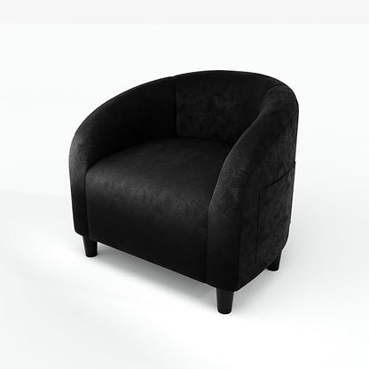 GarveeHome Accent Chair Club Chair Cozy Armrest Upholstered Velvet Barrel Chair with Solid Legs for Living Room Bedroom Study Waiting Room(Black)