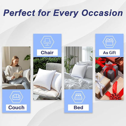 12 x 20 Pillow Insert Set of 2 Indoor Throw Pillow Insert,Rectangle Decorative Pillows Inserts, Throw Pillows for Couch, for Bed,White