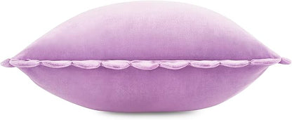 kate spade new york Scallop Edge Decorative Pillow for Bed or Sofa, Cotton Cover Throw Pillow, 18 x 18, Sea Thistle
